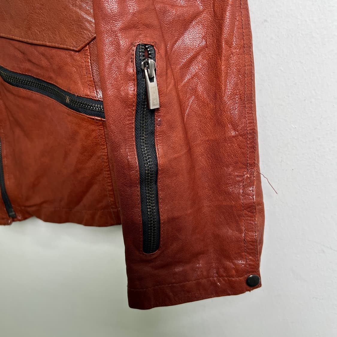 1st avenue 퍼스트 에비뉴 멀티지퍼 고트스킨 가죽 자켓 M 상품이미지8