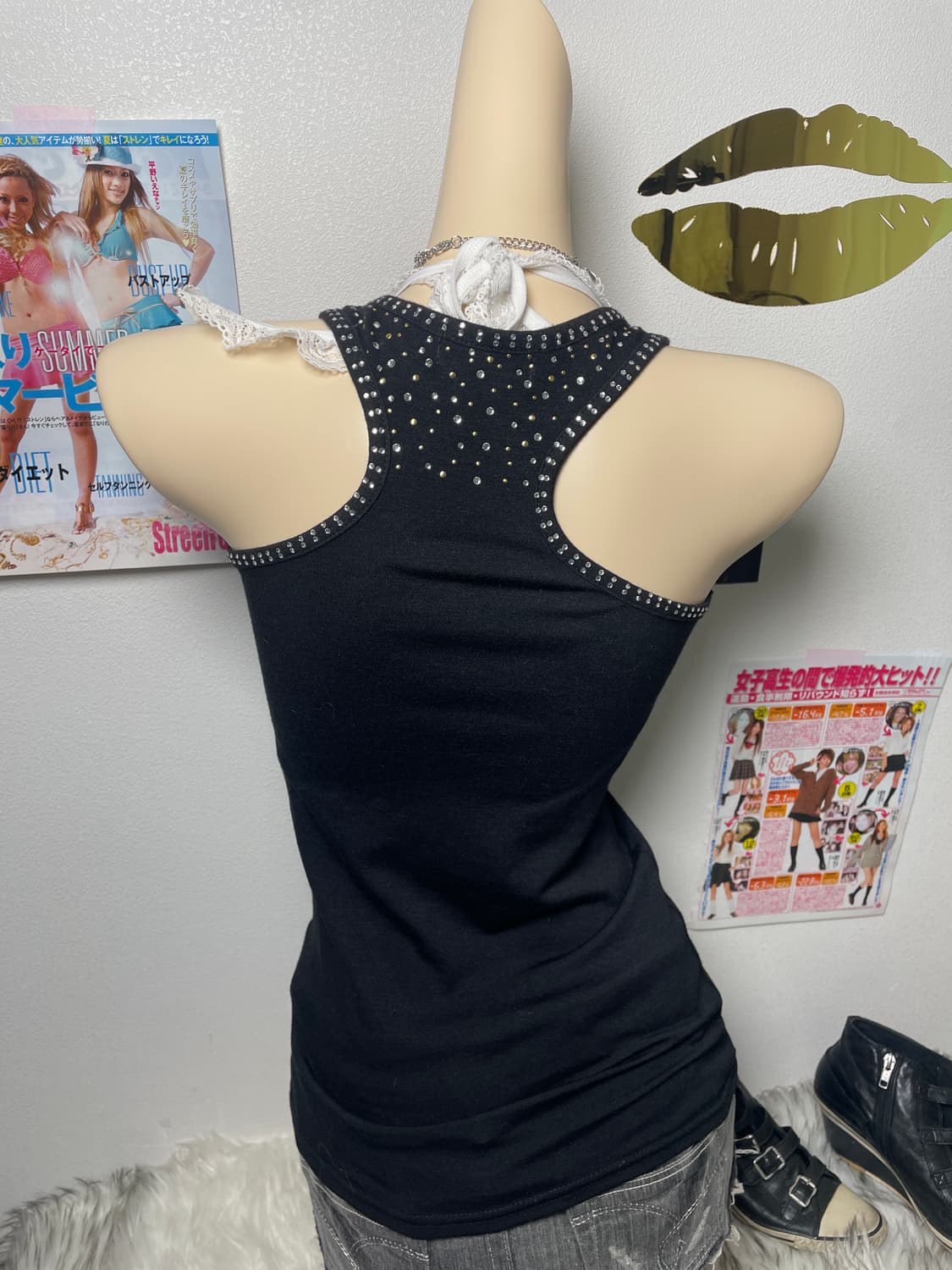 Pinky&dianne 큐빅 스터드 나시 슬리브리스 상품이미지3