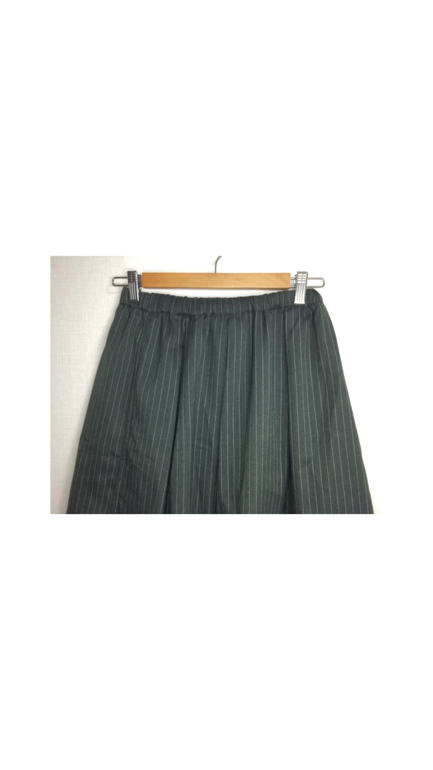 빈티지 딥그린 스트라이프 리버시블 레이스 밴딩 스커트 상품이미지2
