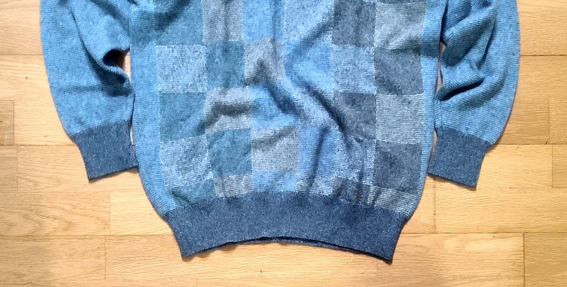 Clan Douglas 스코틀랜드산 캐시미어 95% 블록체크 니트 상품이미지5