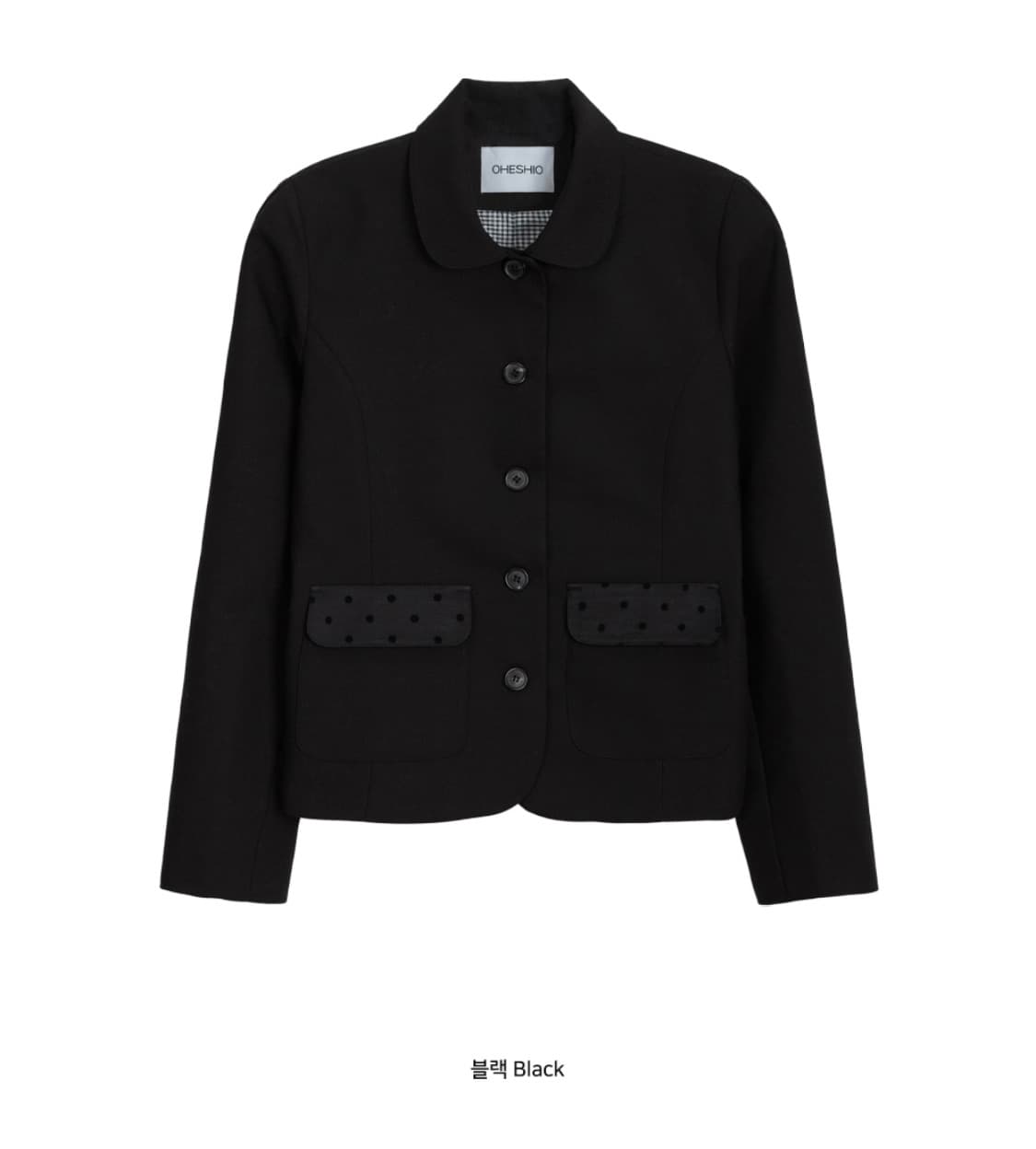 오헤시오 도트 라운드 카라 자켓 블랙 상품이미지2