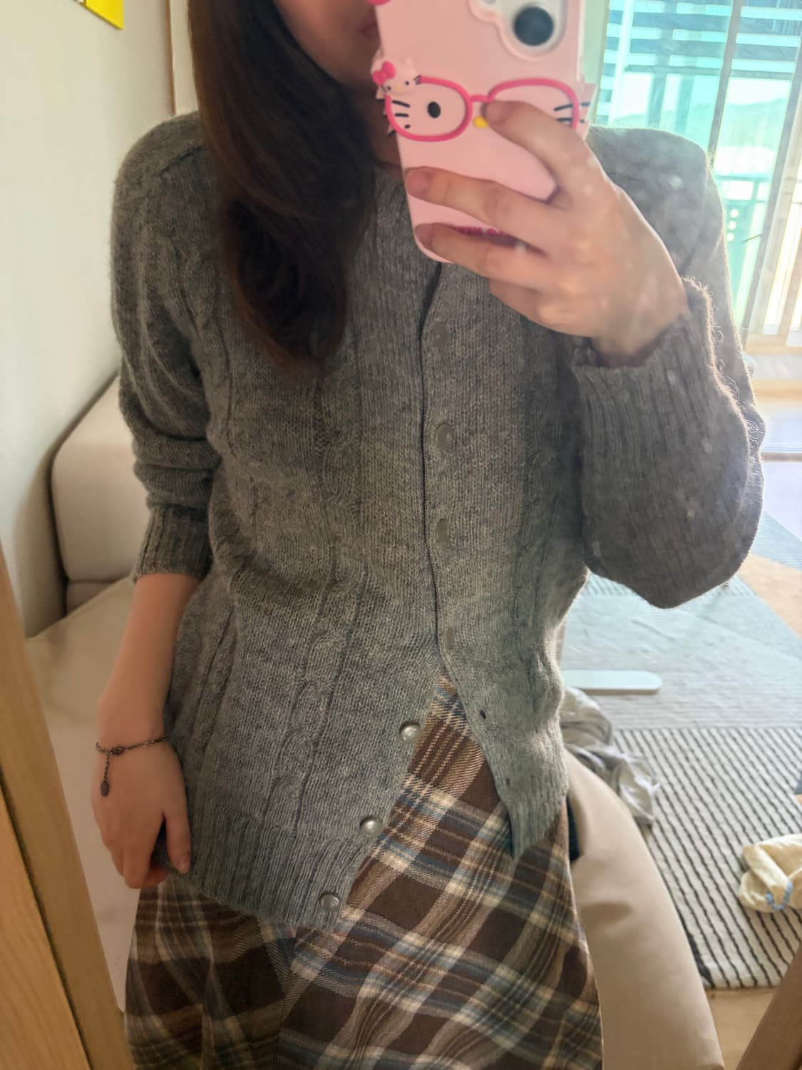 니혼진 그레이 니트가디건 상품이미지2