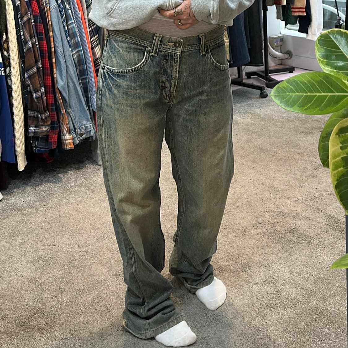 랭글러 빈티지워싱 루즈 스트레이트 데님 팬츠(34) 상품이미지2