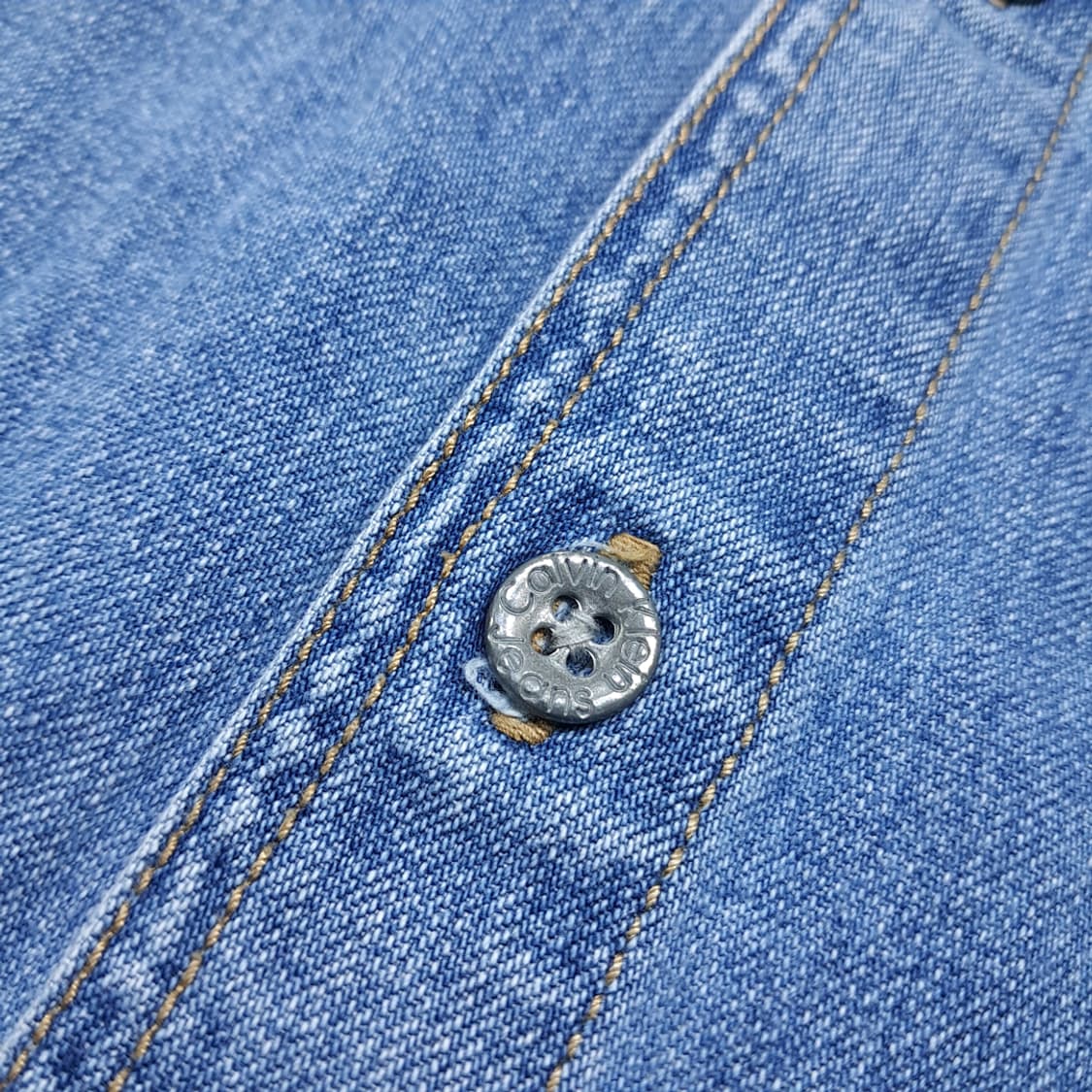 CL891 M 캘빈클라인 90s 홍콩판 차이나칼라 데님 셔츠 남방 상품이미지5