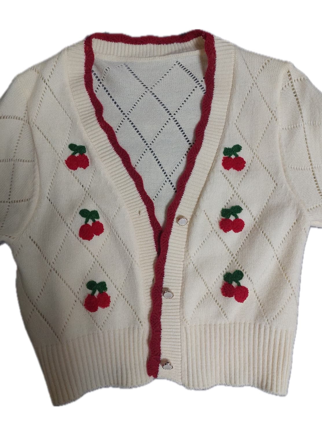 체리자수 아이보리 가디건 상품이미지2