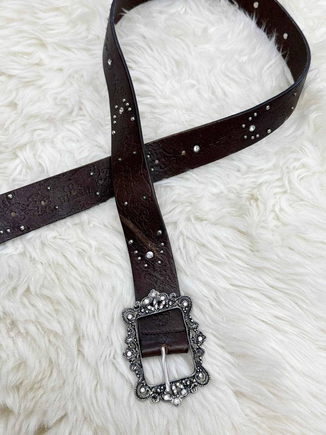 리얼레더 오리엔탈 큐빅 스터드 버클 벨트 상품이미지6