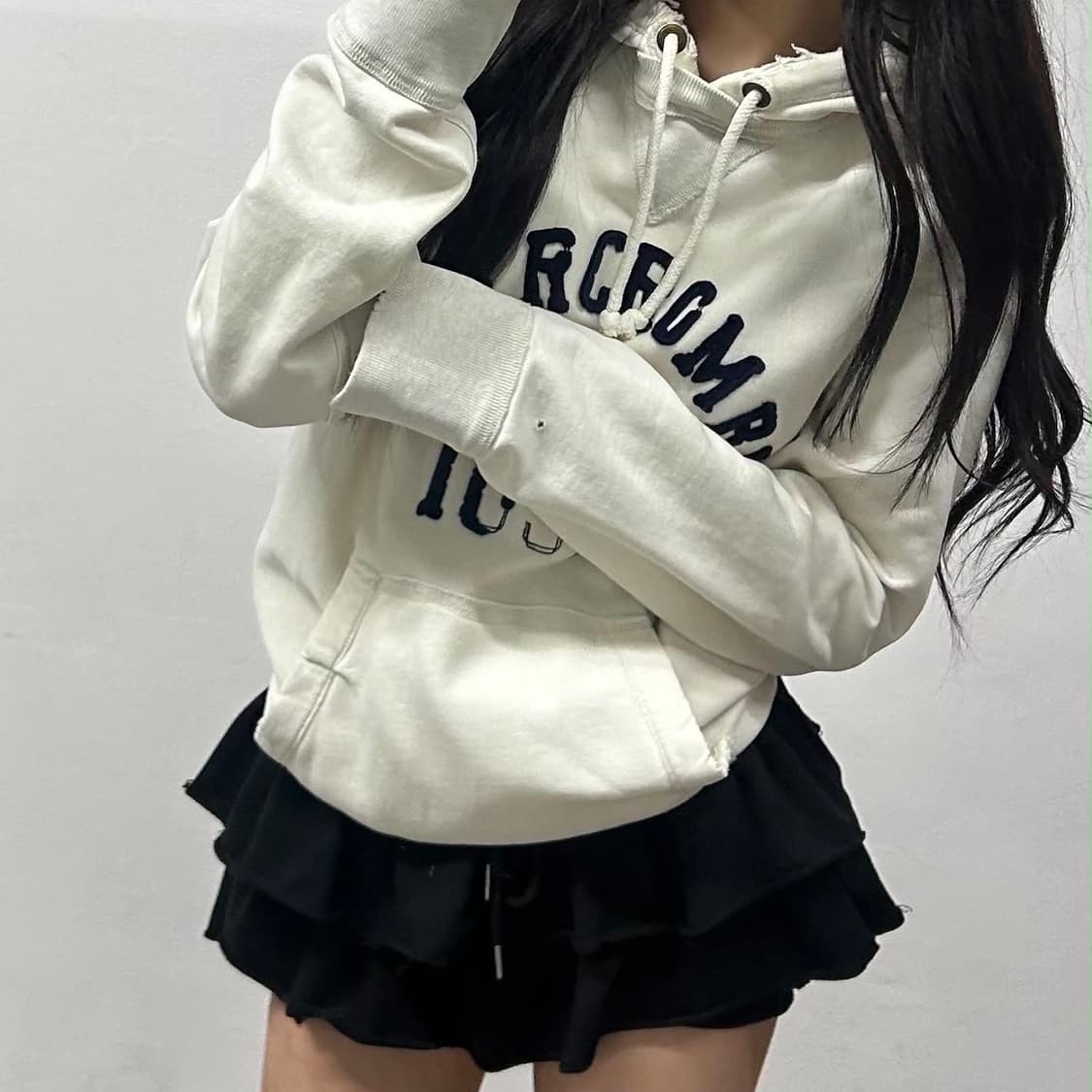 아베크롬비 y2k 화이트 올드스쿨 스웻 셔츠 후드티(L) 상품이미지1