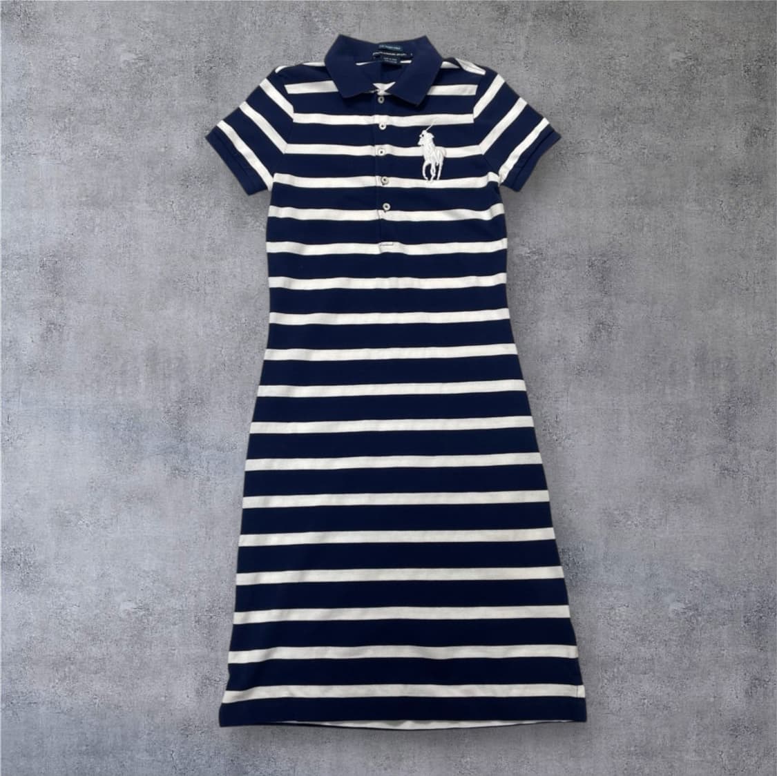 랄프로렌 스포츠 네이비 스트라이프 빅포니 슬림핏 카라 원피스 S 상품이미지1