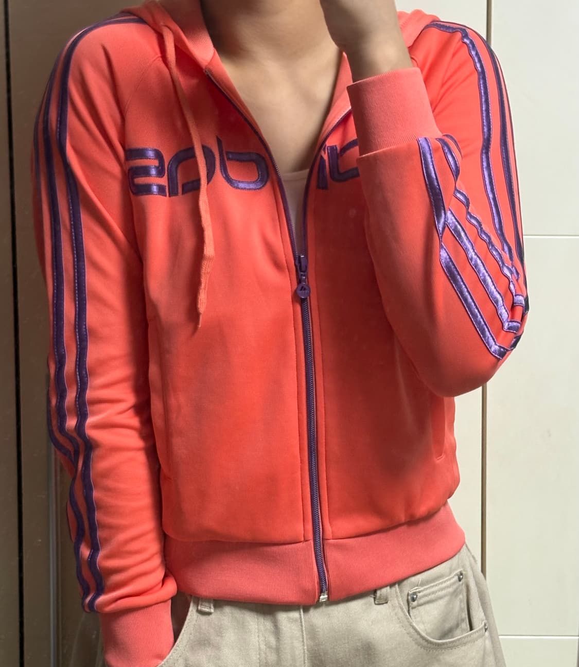 아디다스 빅로고 오렌지 후드집업 상품이미지2