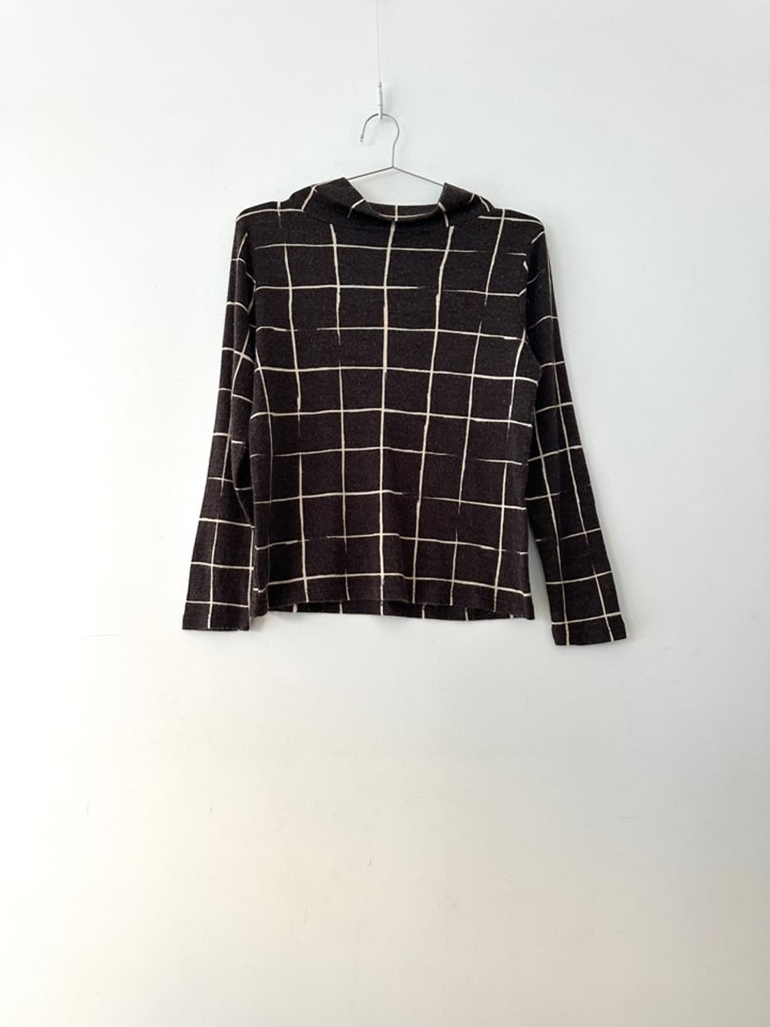 Grid warm moc neck top / deep brown 상품이미지2