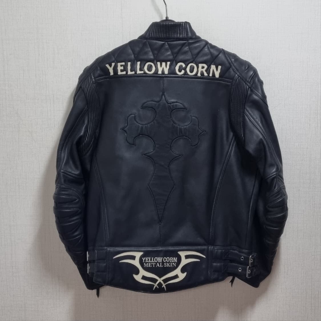 ( L ) YELLOW CORN 옐로우콘 블랙 카우레더 라이더 자켓 상품이미지5