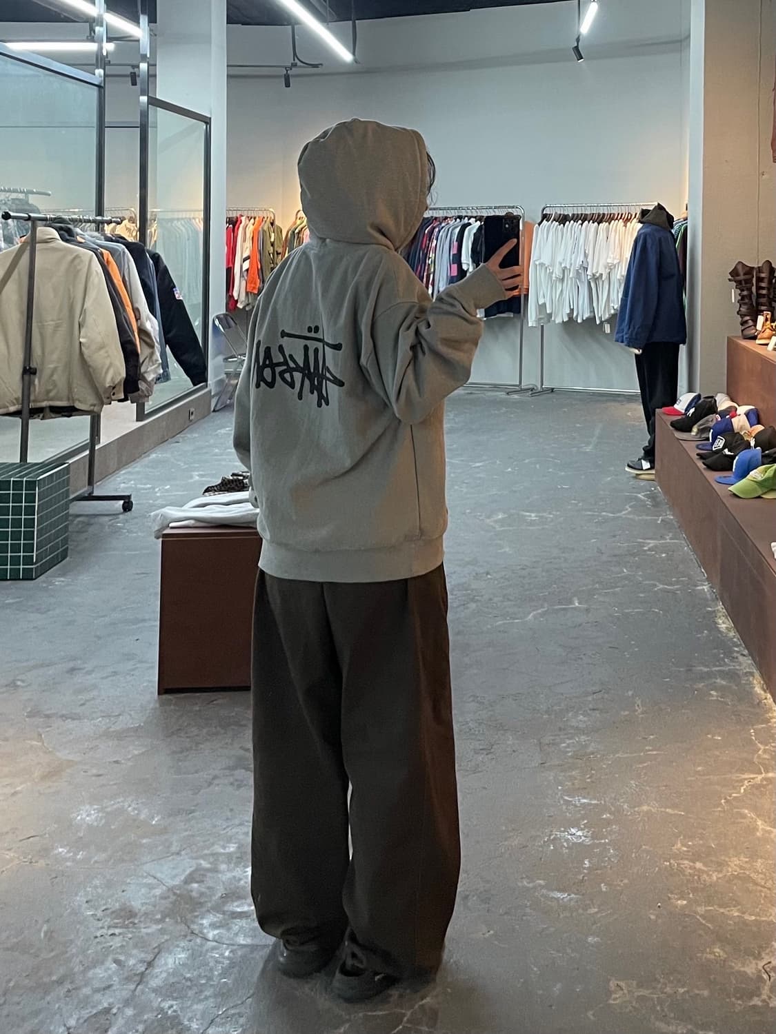 스투시 베이직 로고 그레이 후드티 H1250 상품이미지2