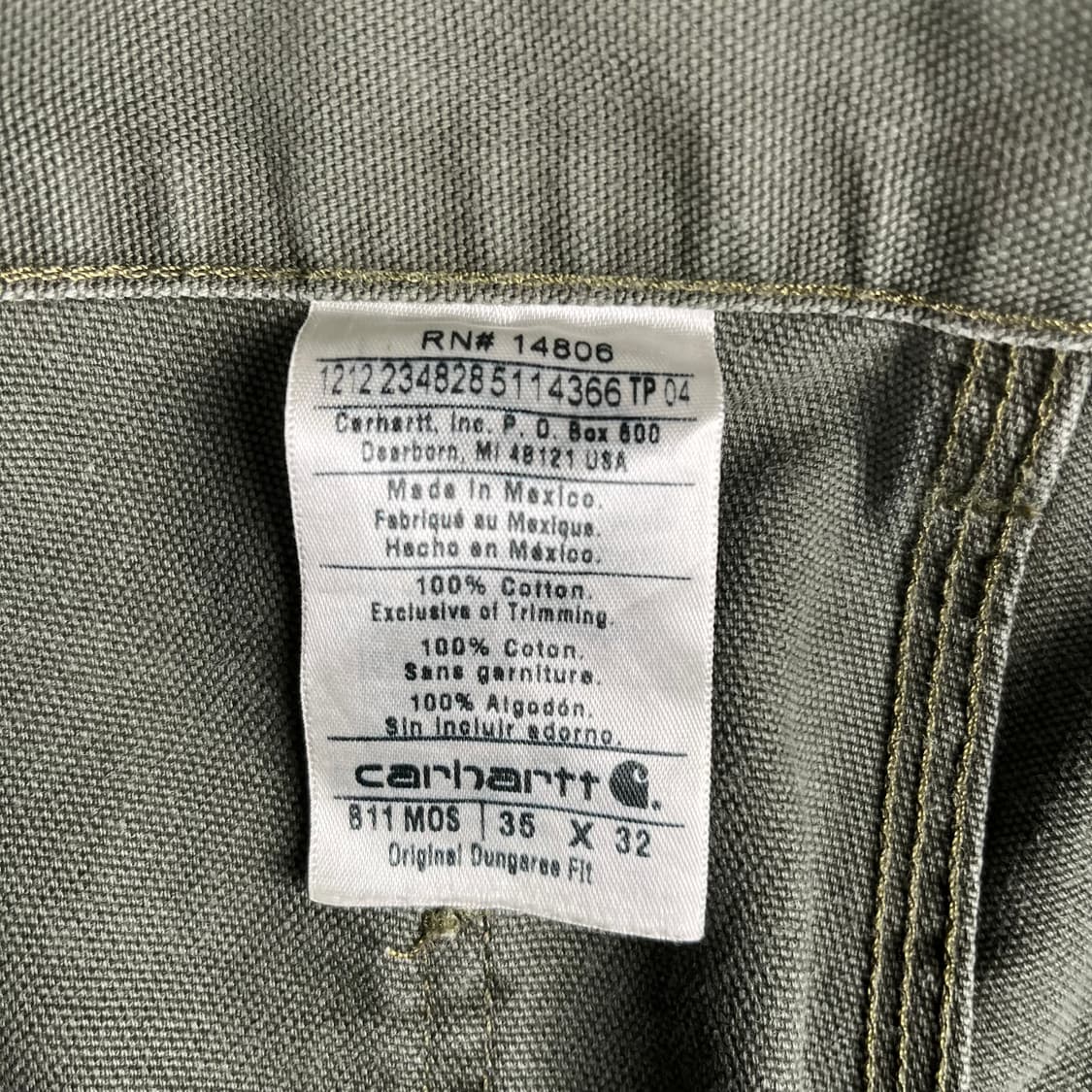 칼하트 모스그린 싱글니 카펜터 팬츠 B11MOS 상품이미지4