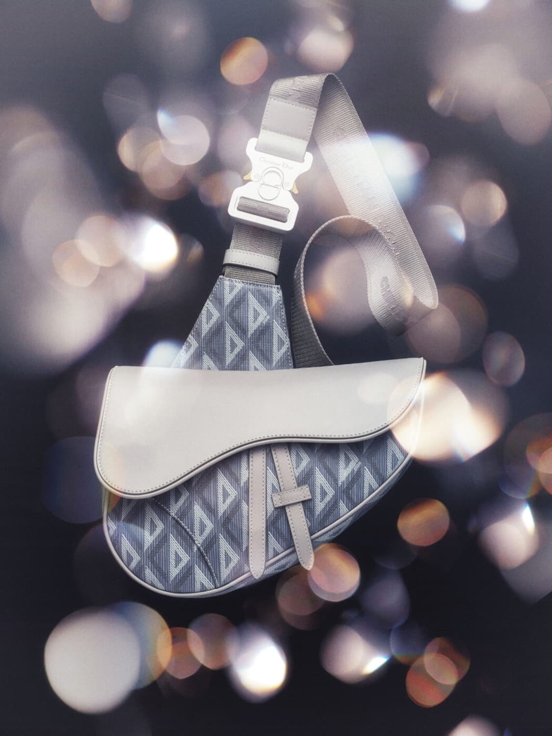 디올 새들백 CD 다이아몬드 캔버스 스무스 카프스킨 그레이 새들백 상품이미지2