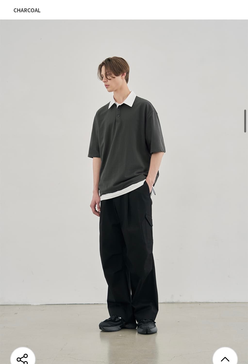 (M) 드로우핏 럭비 스웨트 스트링 반팔 티셔츠 [CHARCOAL] 판매 상품이미지3