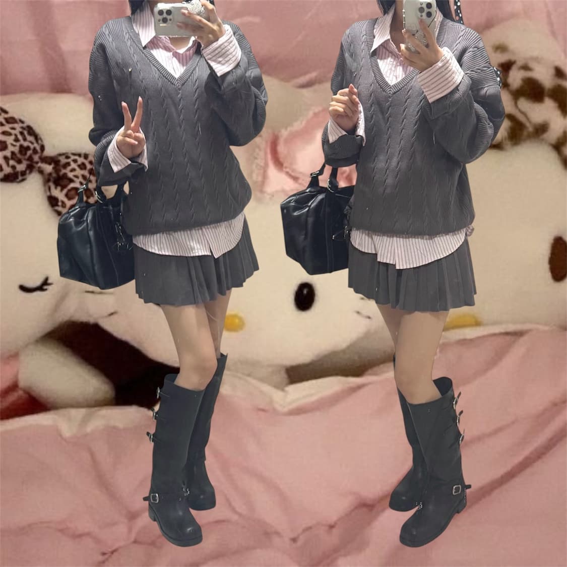 [새상품] 앤드마리 andmary 니트 셔츠 셋업 상품이미지1