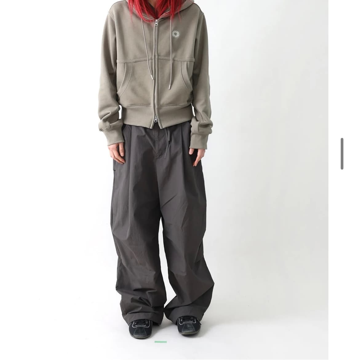 (S) 999휴머니티 나일론 와이드 팬츠 카키 상품이미지2