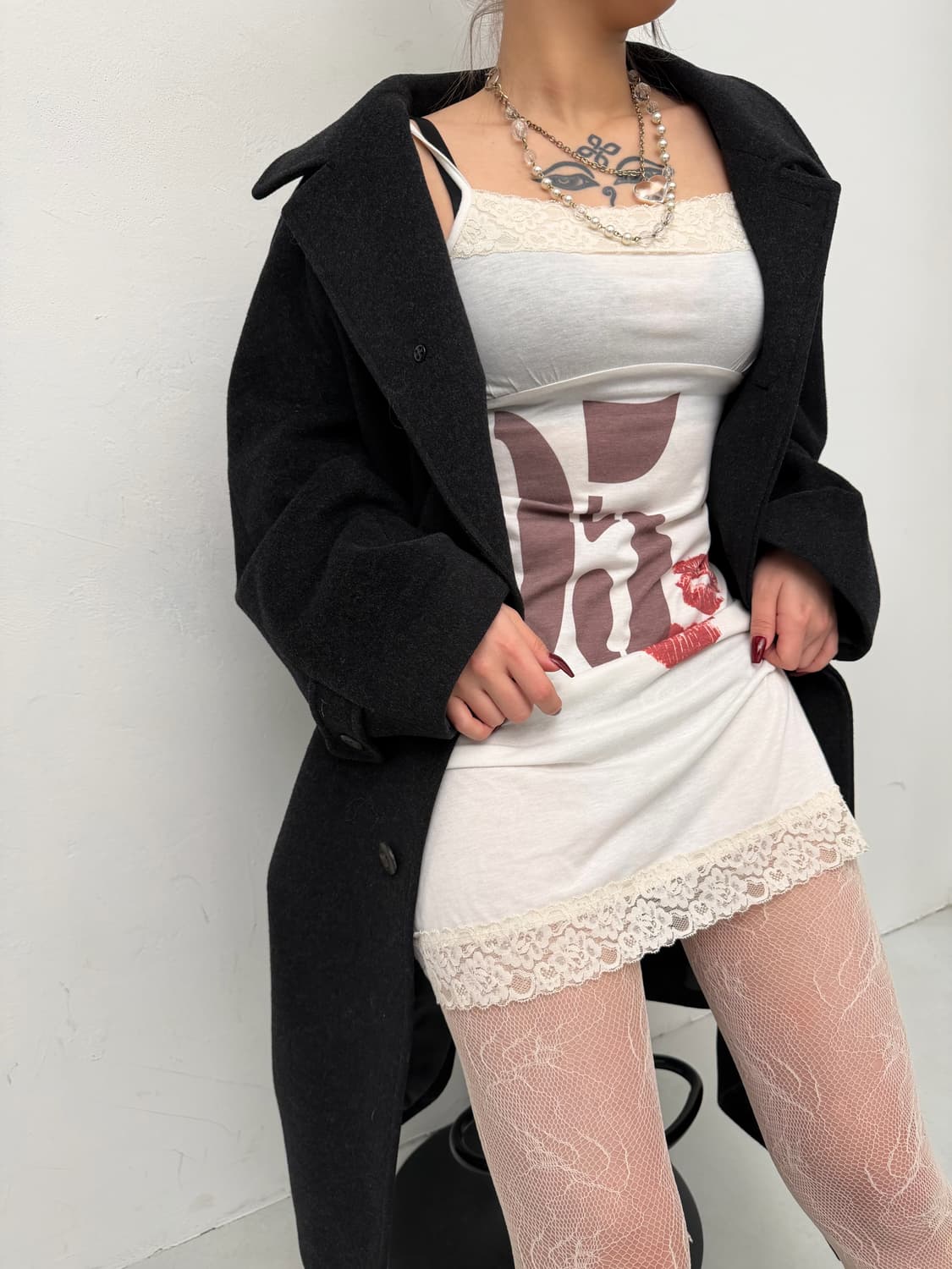 Y2K 그래픽 슬립 미니 원피스 상품이미지2