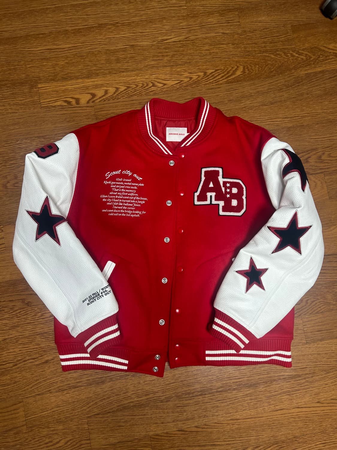 아카이브 볼드 레드 바시티자켓 스타디움 자켓 상품이미지4