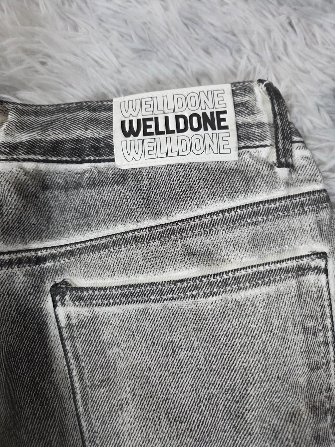 웰덜 그레이 워싱 카고 데님 팬츠 상품이미지5