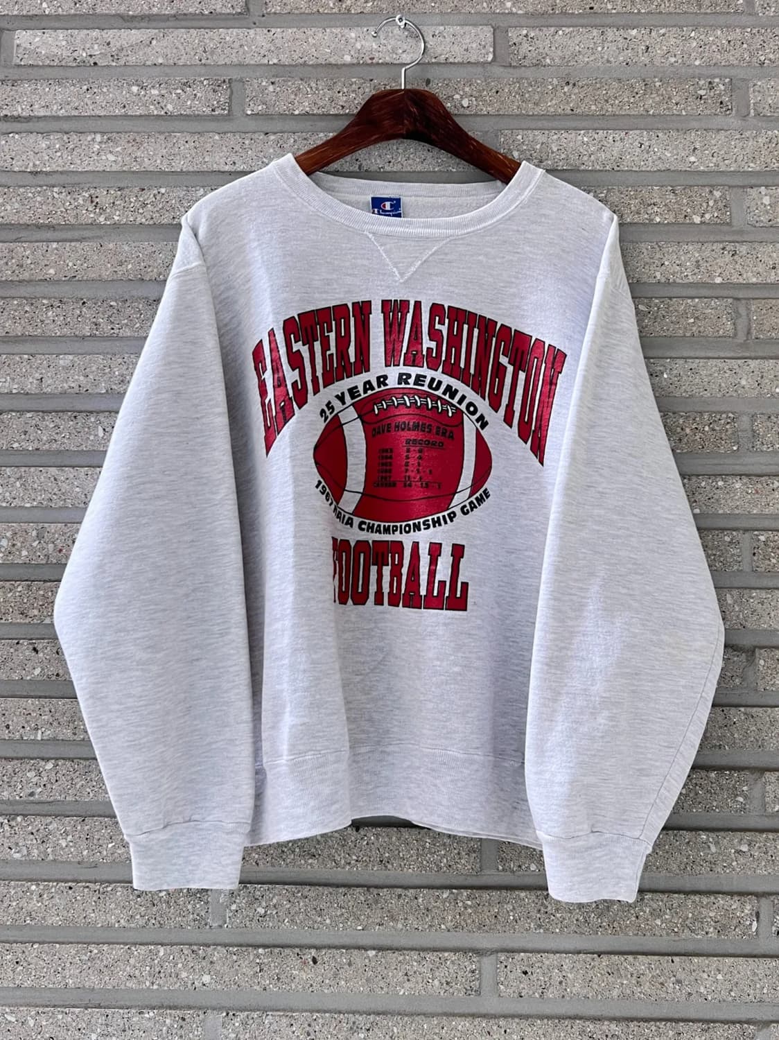 [XL]90's 챔피온 USA Made 풋볼 팀 프린팅 멜란지 스웻셔츠 상품이미지1