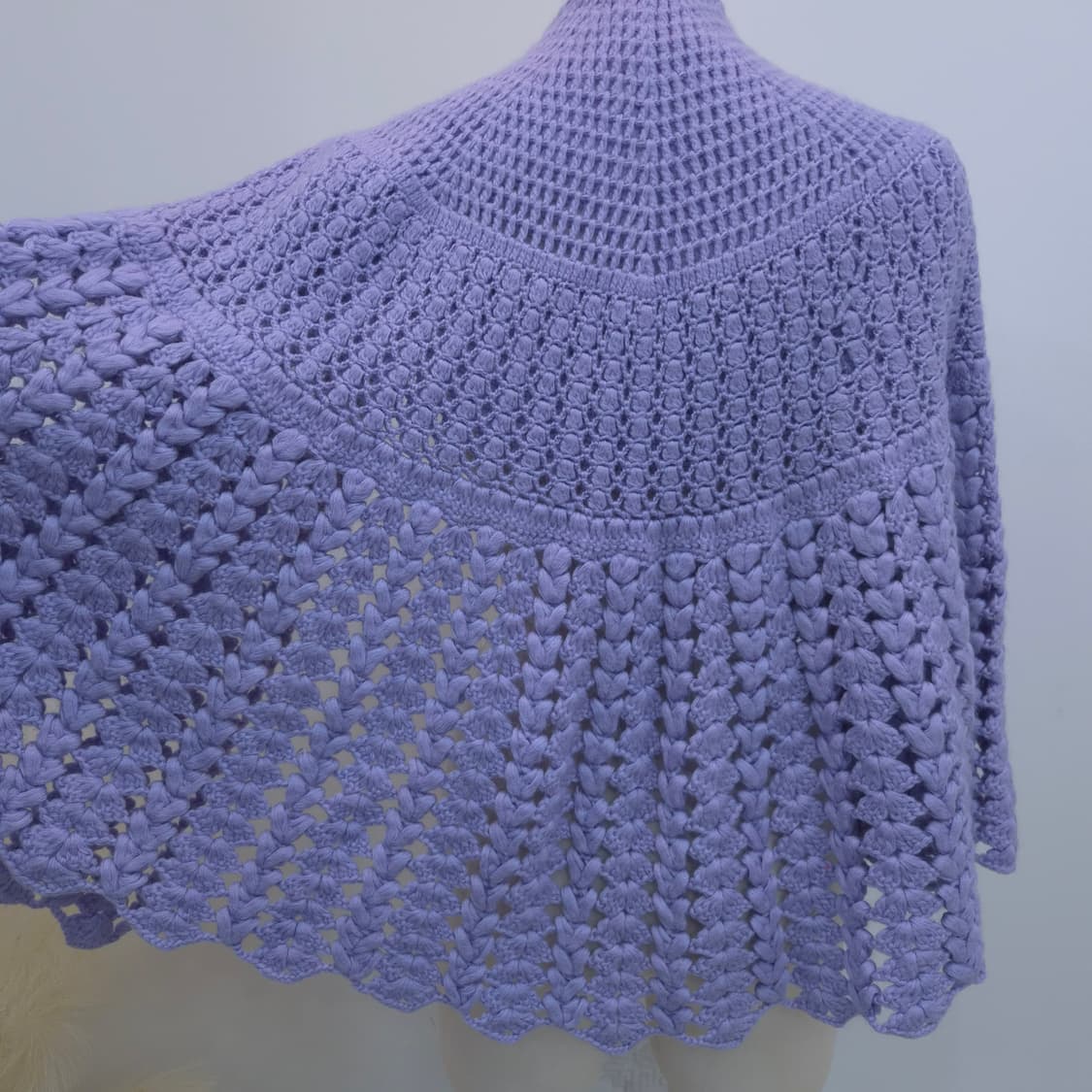 일본제 라벤더 뜨개 니트 숄 상품이미지6
