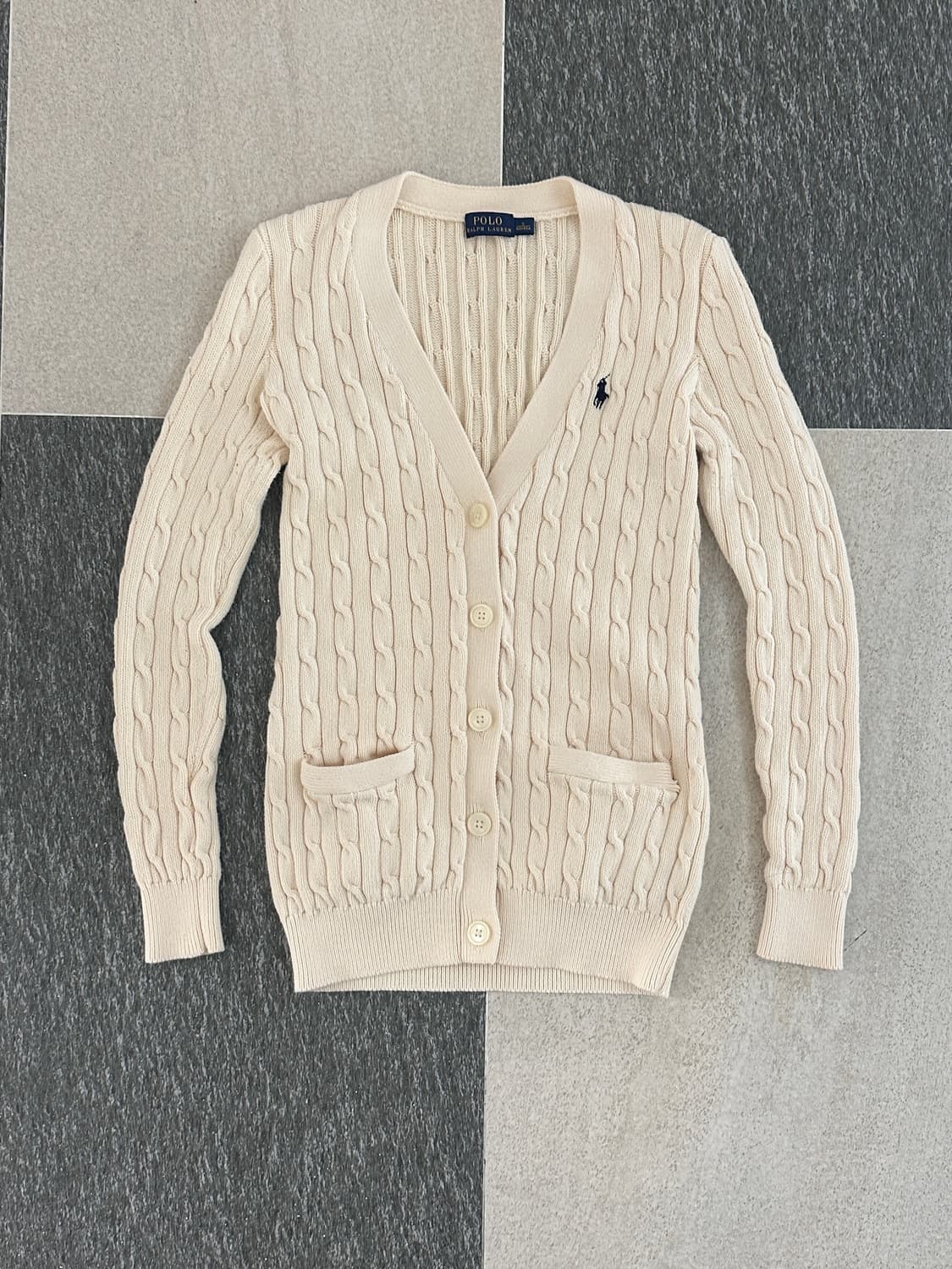 폴로 랄프로렌 아이보리 V넥 케이블 니트 가디건  상품이미지5