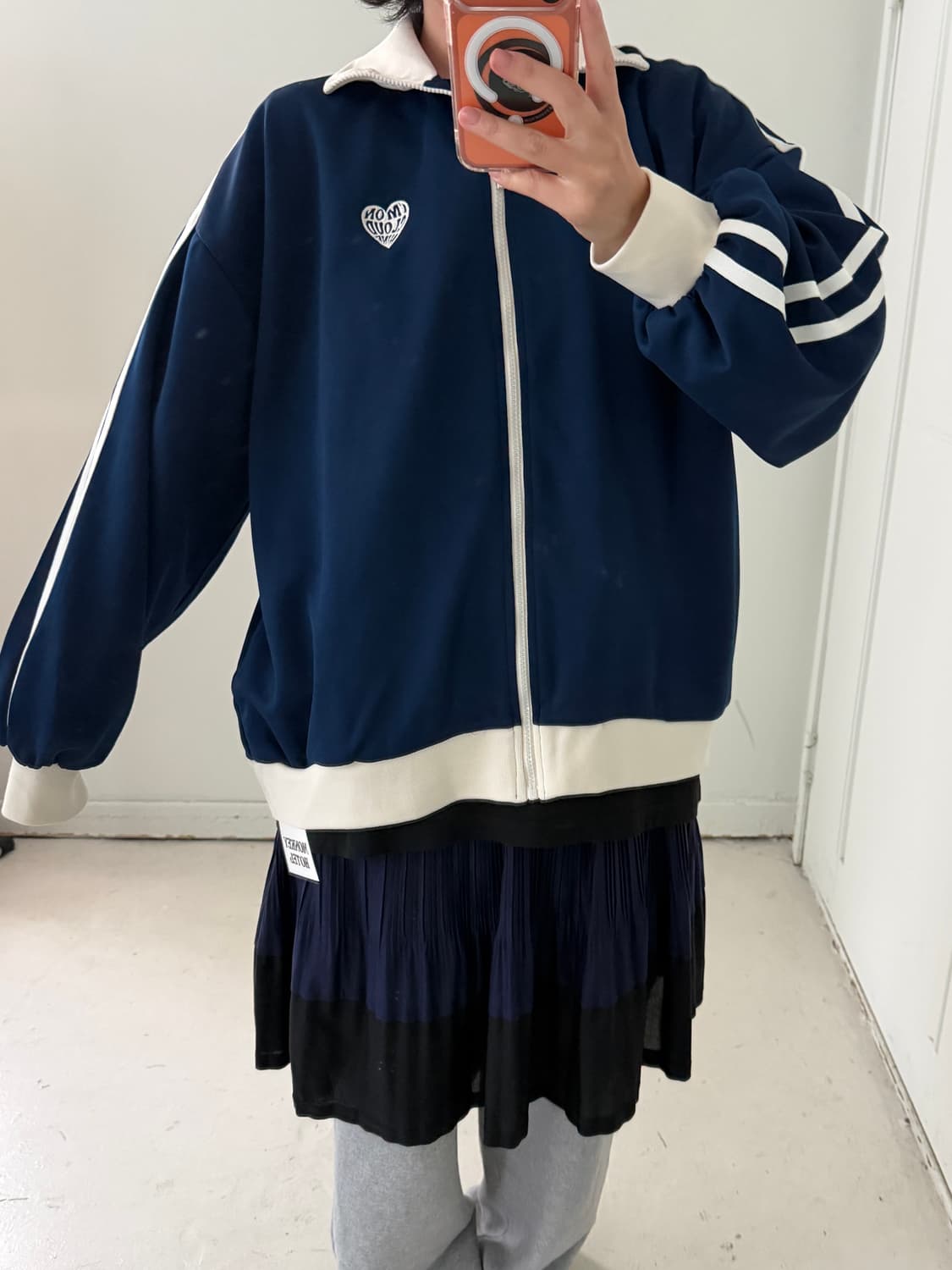 일본빈티지 네이비 하트 져지 상품이미지3