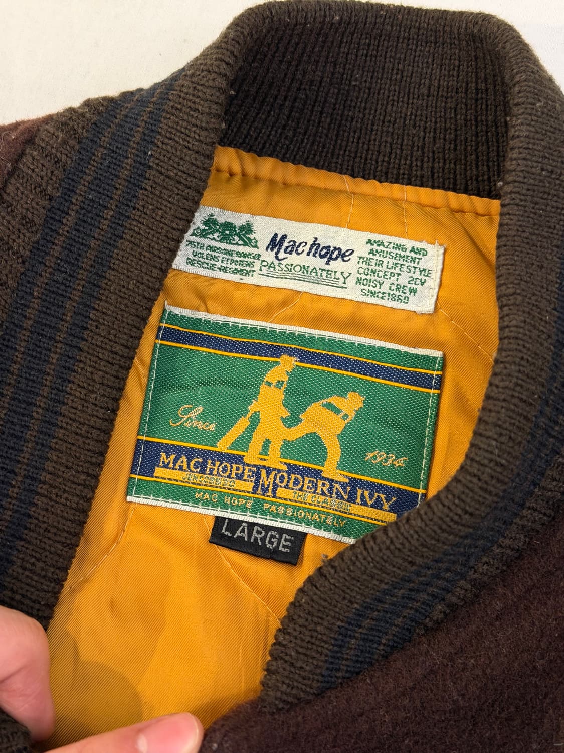 90s 맥호프 빈티지 레더 울 바시티 자켓 상품이미지6