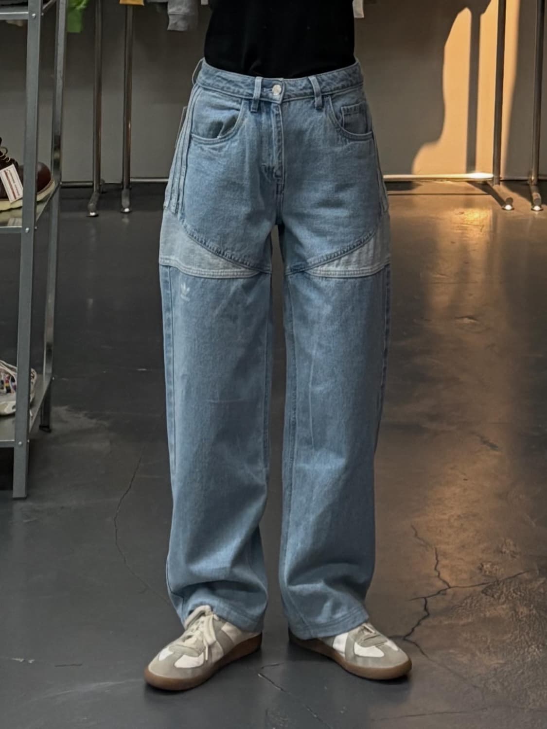 아디다스 오리지널 와이드핏 삼선 데님 팬츠A1877 상품이미지1