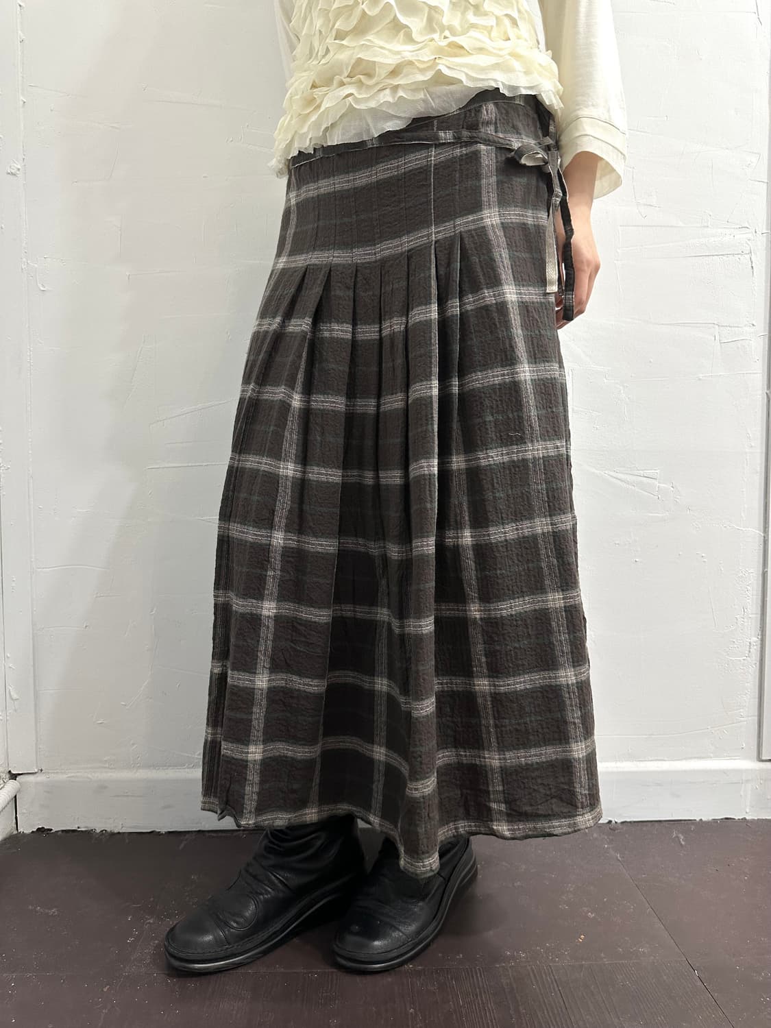 studio clip check strap skirt 상품이미지1