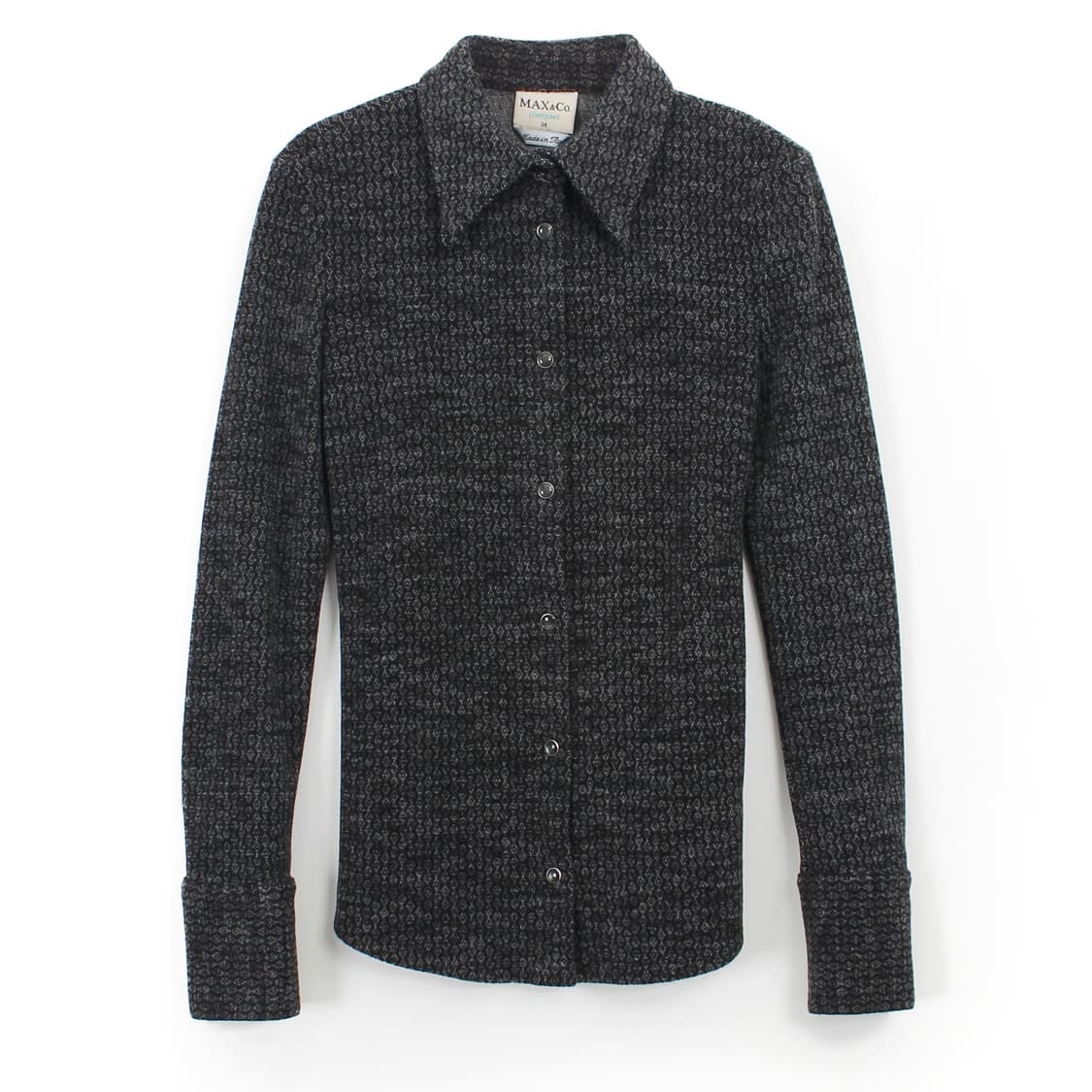 막스앤코 MAX&Co 막스마라 빈티지 울 타올 슬림 그레이 패턴 셔츠 블 상품이미지1