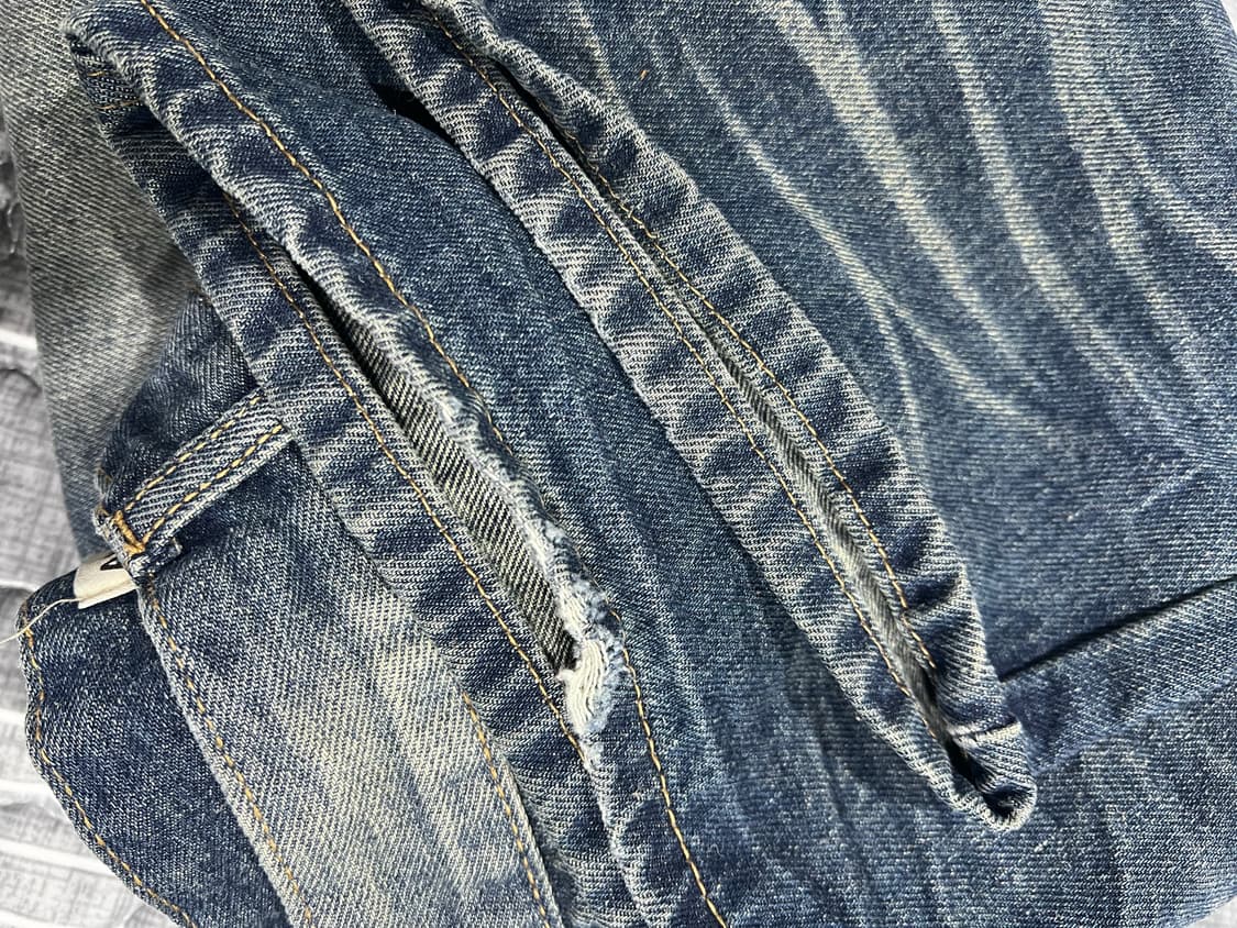 어널러코드 엠보워싱 데님팬츠 그린블루 상품이미지6