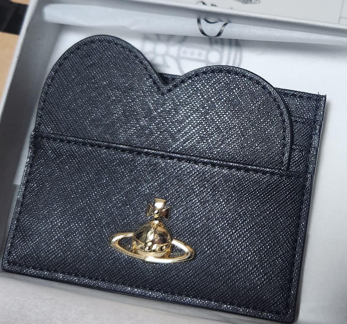 비비안웨스트우드 하트 쉐이프 카드지갑 블랙 상품이미지1