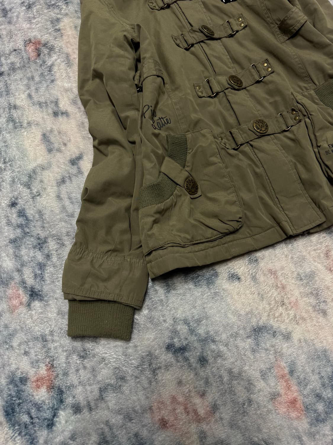 Pink latte 00s y2k millitary fur jacket 상품이미지5