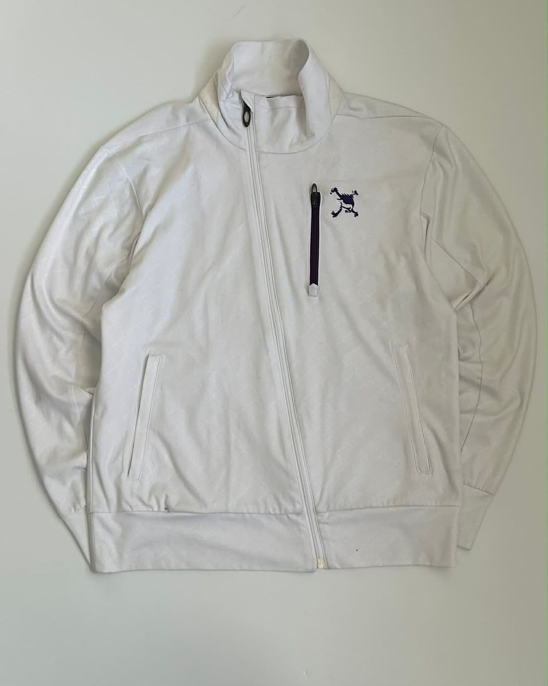 [M] 오클리 스컬 비대칭 화이트 러닝 집업 트레이닝 탑 져지 상품이미지1