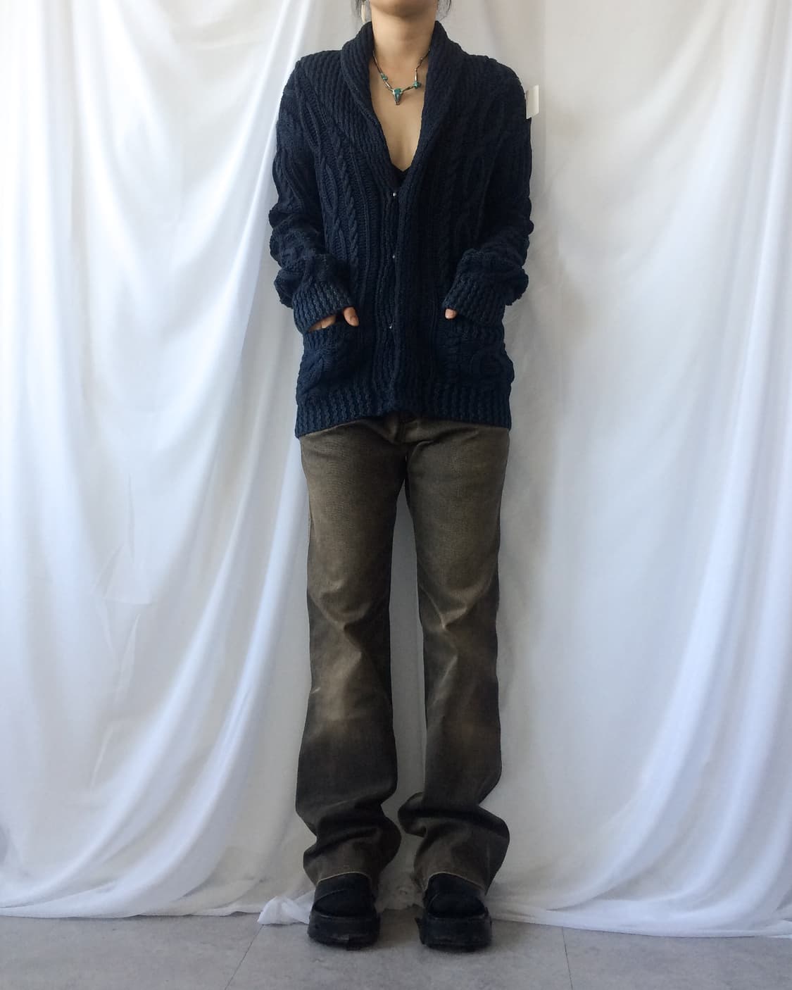 Cable heavy knit cardigan 상품이미지1
