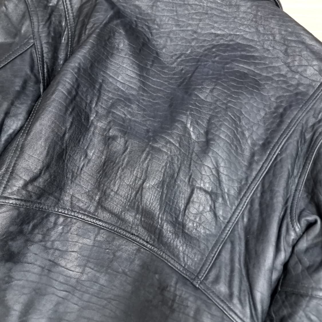 80년대 한국제 CAPRICCIO 블랙 가죽 라이더 자켓(100)80년대 상품이미지10