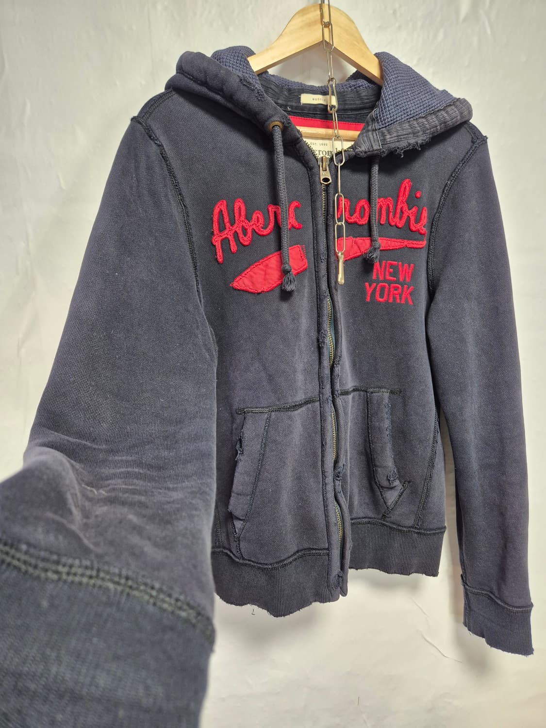아베크롬비 Y2K 올드스쿨 후드집업 네이비 M사이즈(상태A급) 상품이미지6