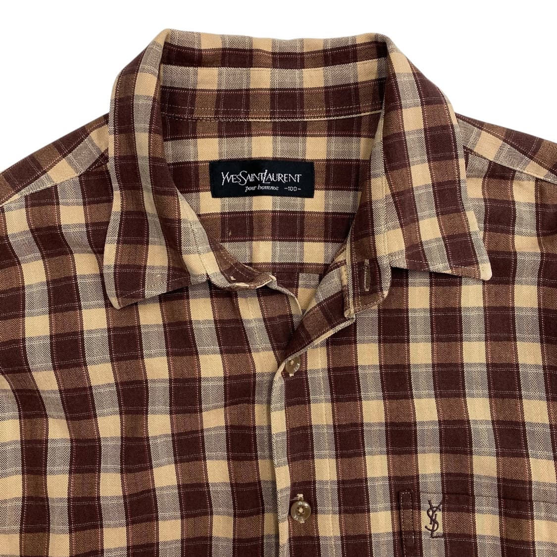 입생로랑 브라운 로고 타탄체크 셔츠 100 상품이미지4
