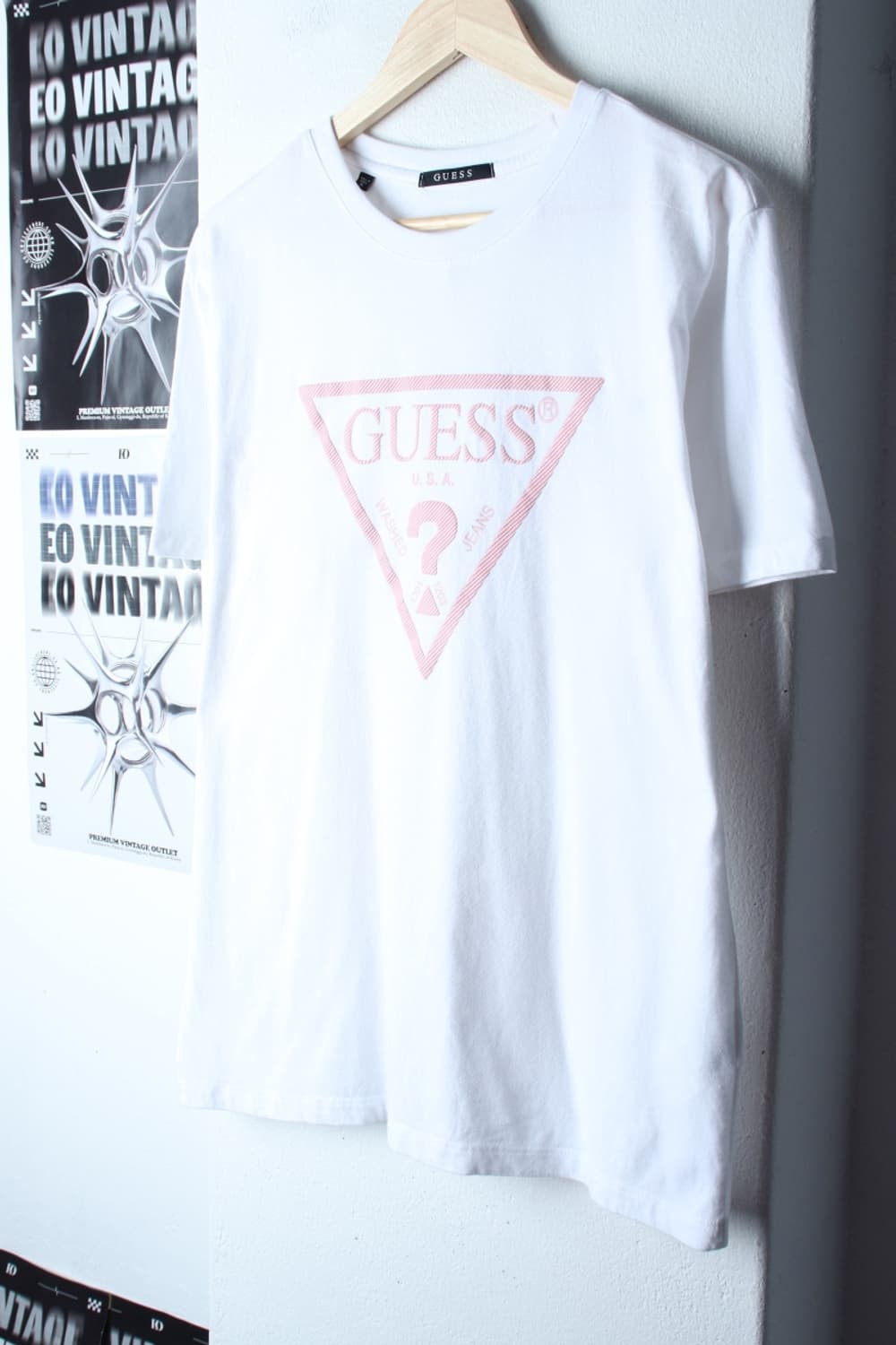 (XL-2XL) 게스 반팔 티셔츠 빅로고 핑크 올드스쿨-H31324 상품이미지1