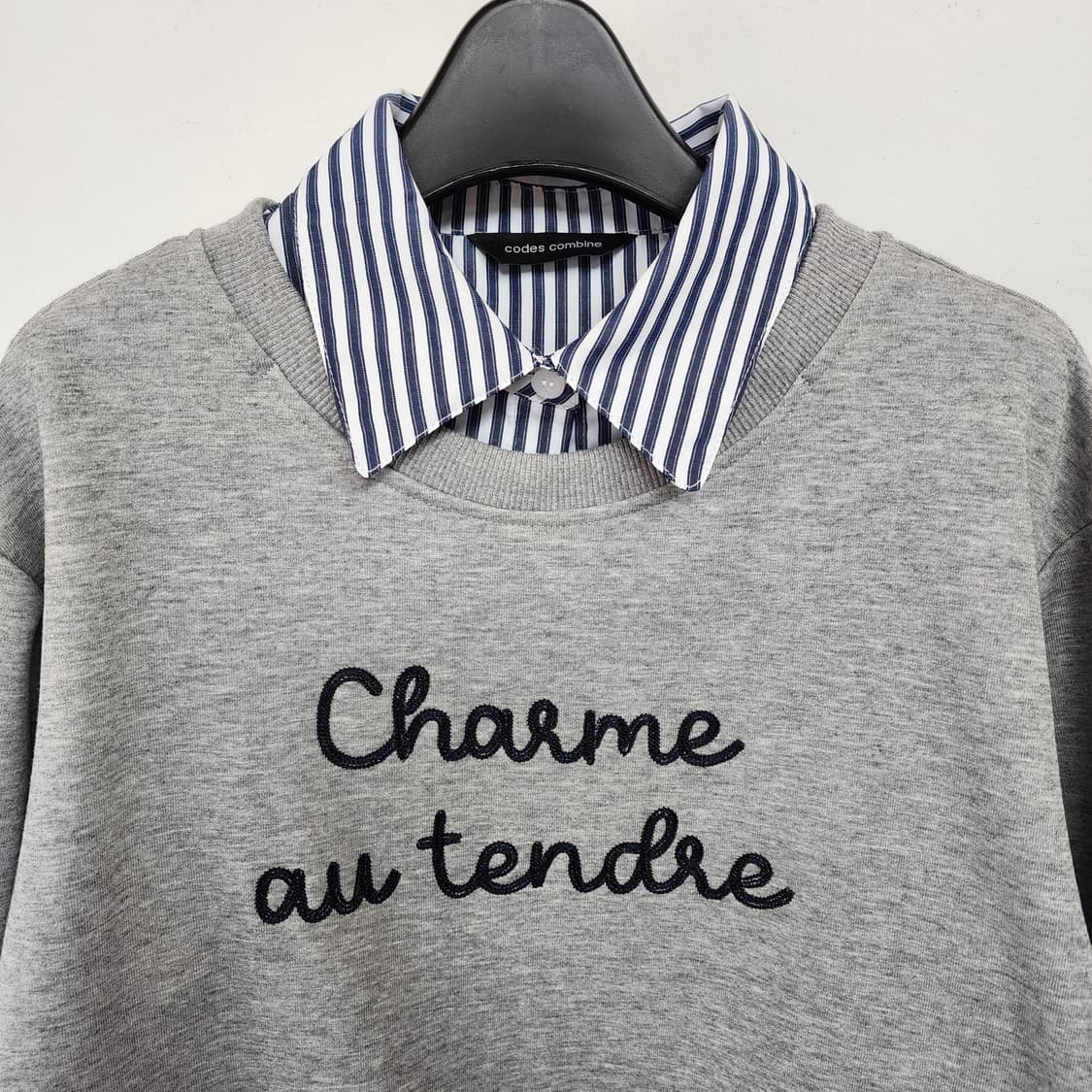 코데즈컴바인 레이어드 맨투맨 셔츠 그레이 상품이미지2