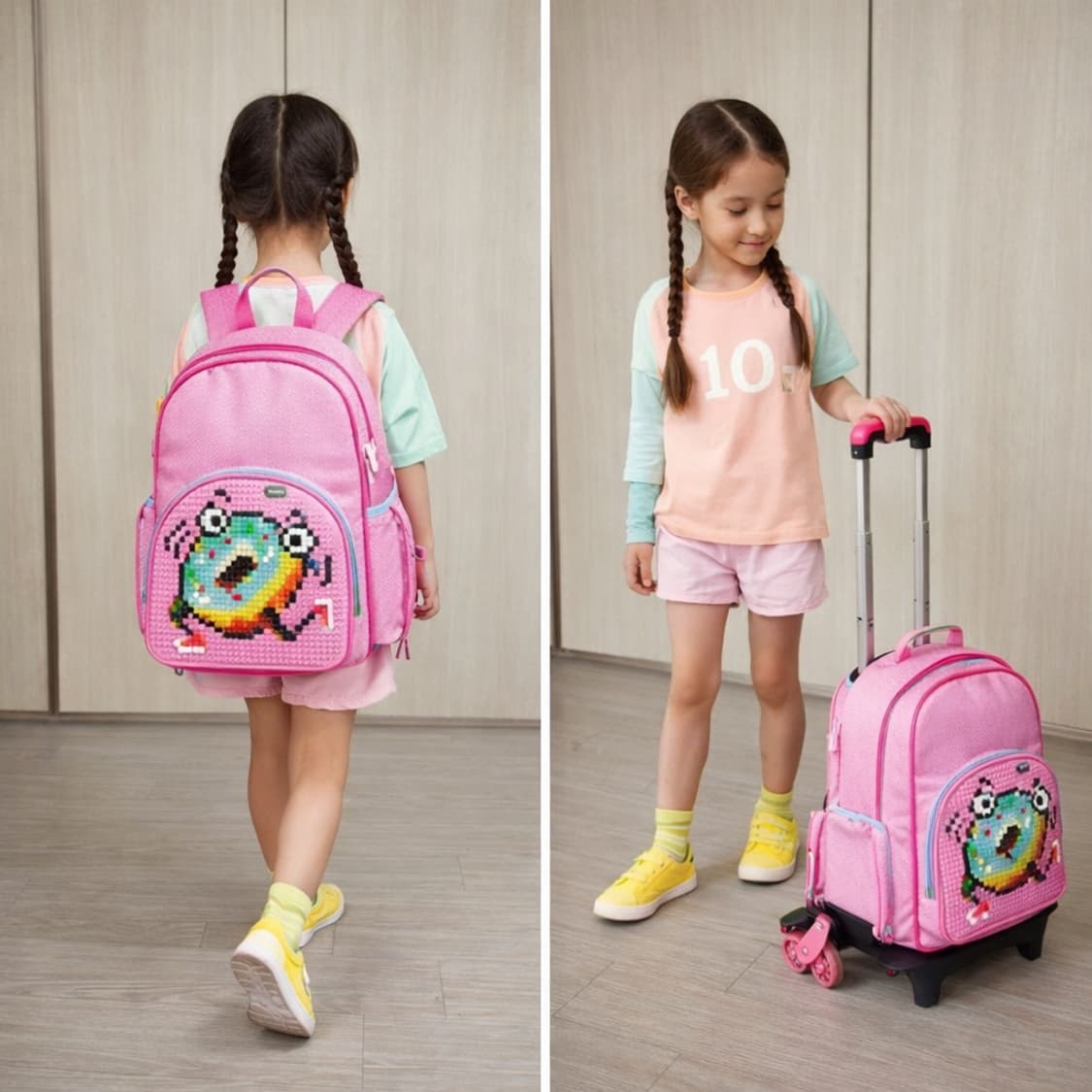 Upixel 유픽셀 픽셀 블럭 롤링 백팩 / 캐리어 겸용 키즈 가방
📌 상품이미지1