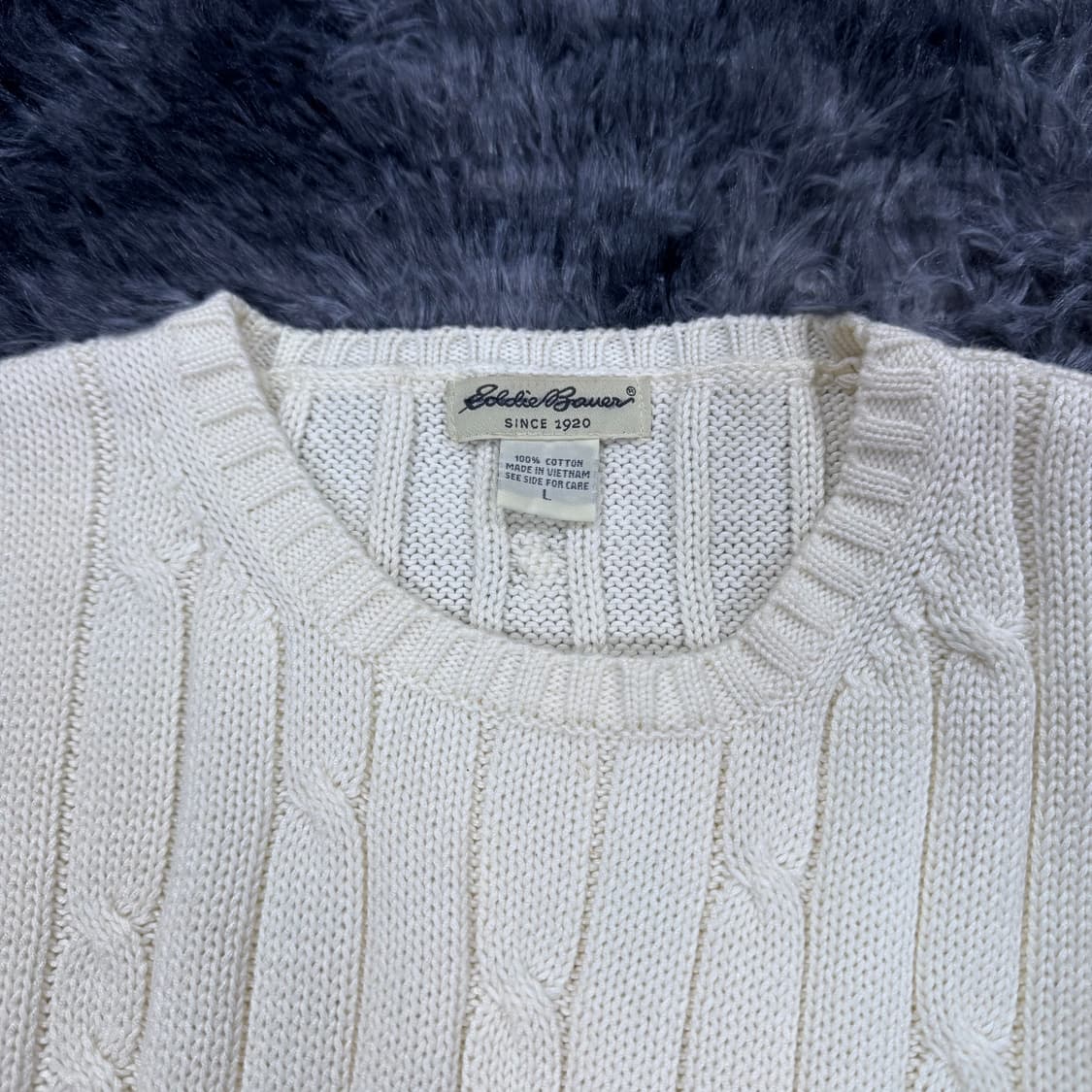 투티/0100 에디바우어 꽈배기 케이블 니트 화이트 베이지 스웨터 상품이미지4