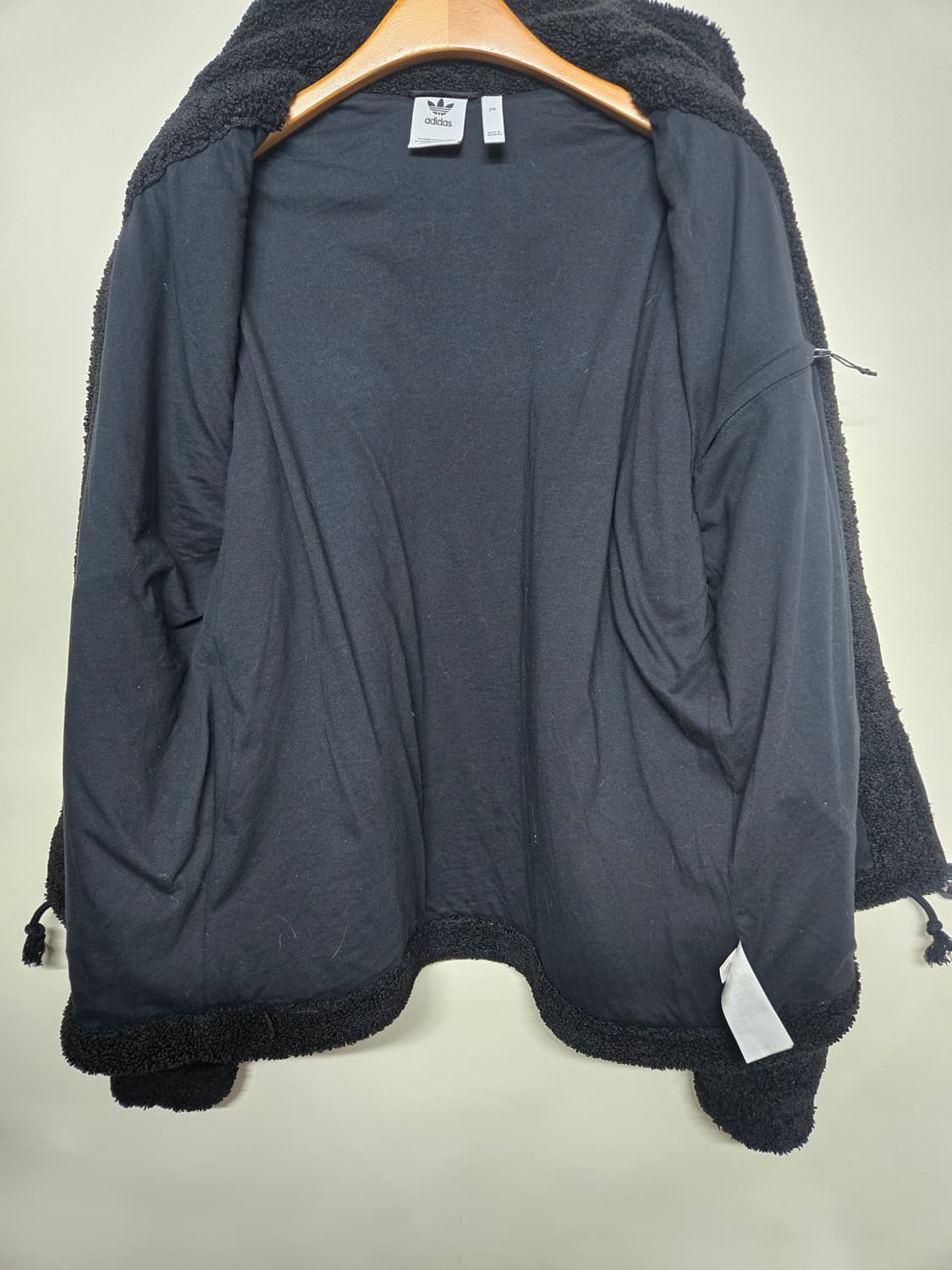 아디다스 블랙/회색 트레포일 뽀글이 자켓2XL 상품이미지3