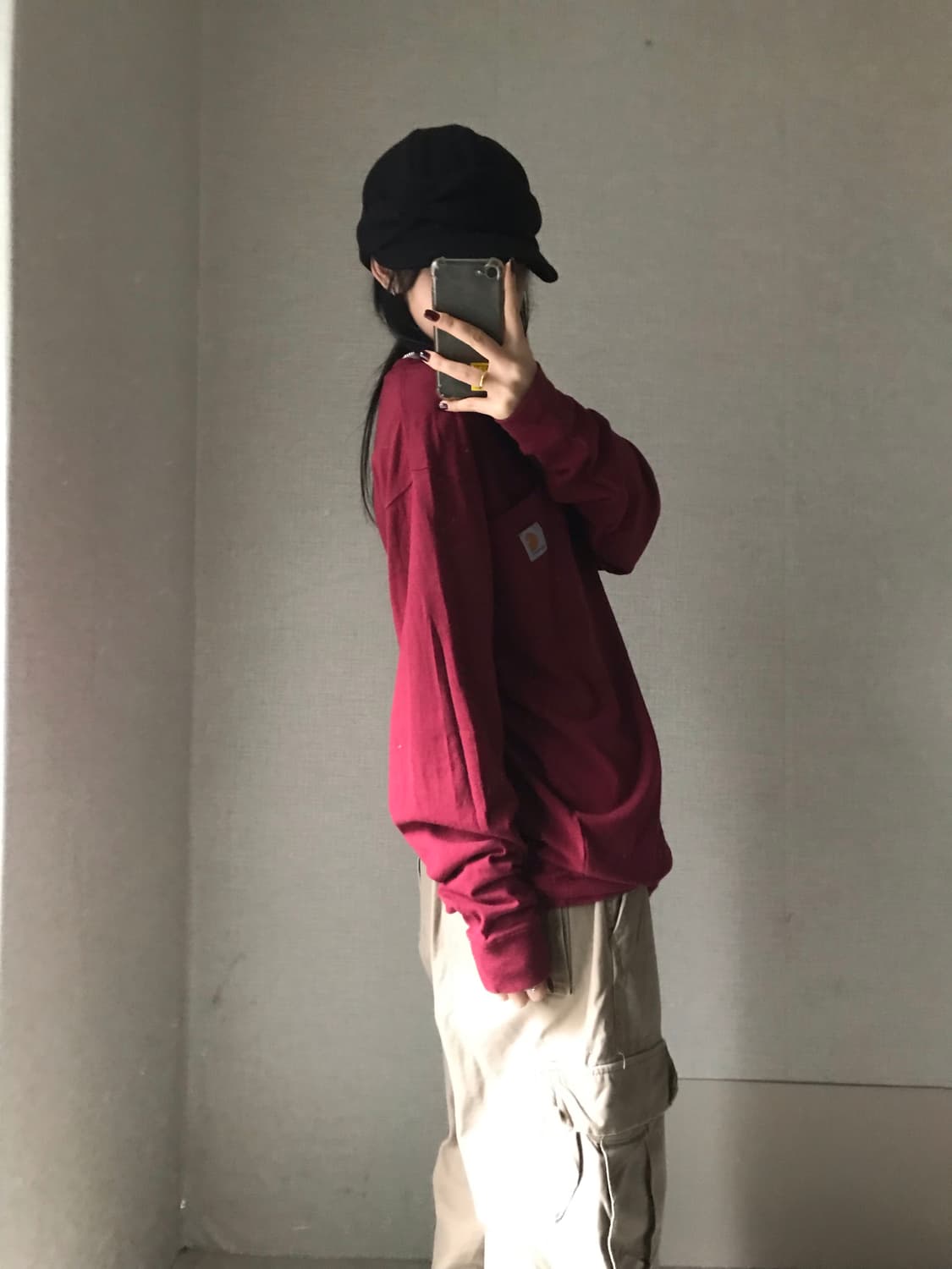 칼하트 버건디 롱슬리브 상품이미지2