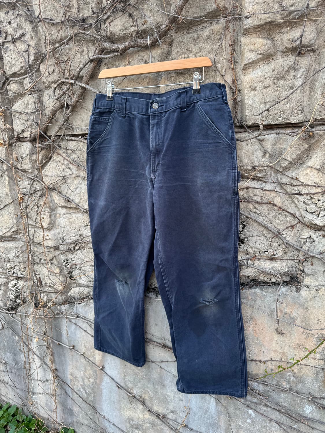 칼하트 빈티지 b11 mdt 네이비 페이딩 카펜터 싱글니 워크 팬츠 상품이미지3