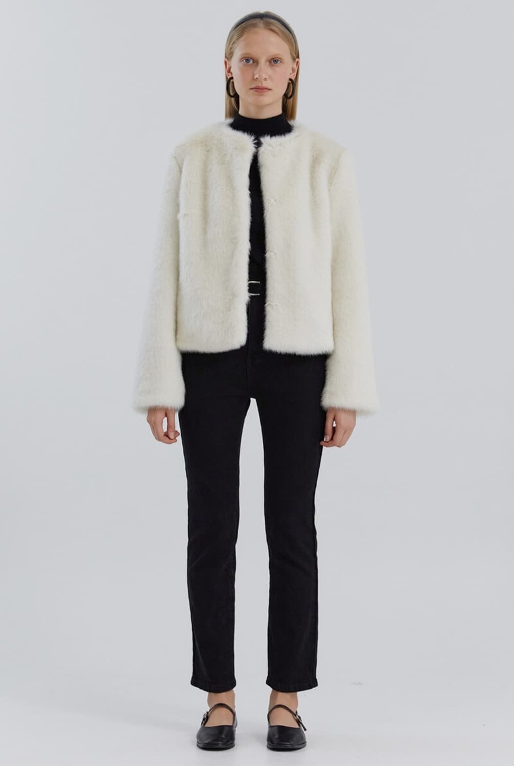 몰리올리 델마 데일리 이지퍼 자켓 화이트 M사이즈 상품이미지3