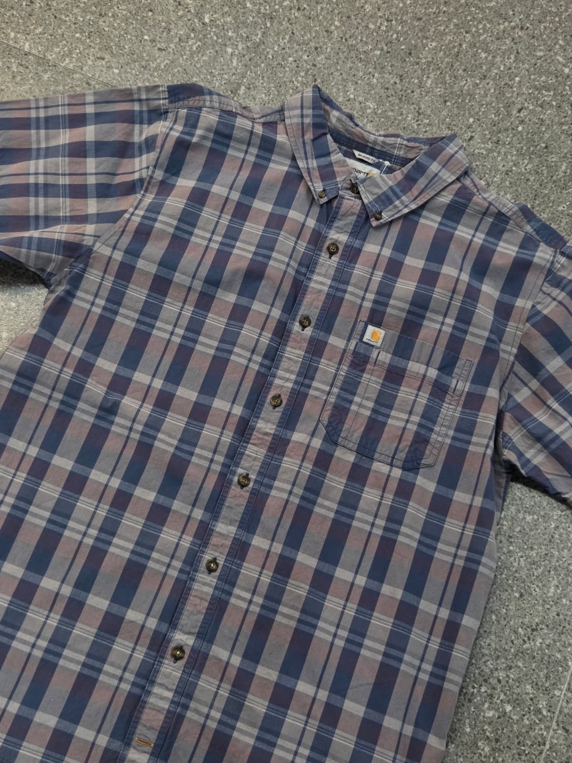 칼하트 블루그레이 체크반팔셔츠 상품이미지1