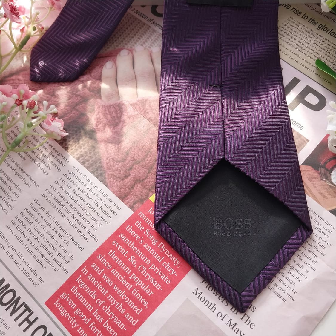 휴고 보스 실크 퍼플 헤링본 넥타이 8.4cm A+등급 K1883
 상품이미지6